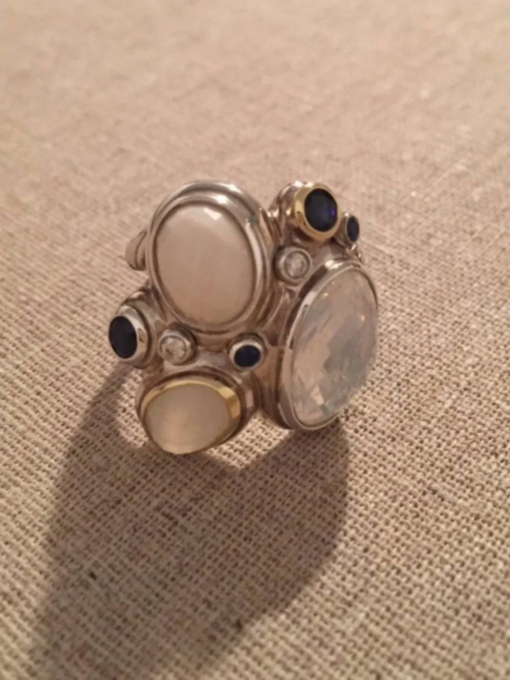David Yurman | Ring | Sterling Silver Multi-Stone Oval Mosaic Ring with Diamonds - Picture 11 of 14